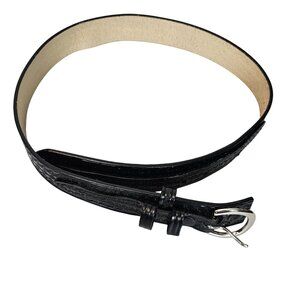 Dutyman 36" Black Basketweave Leather Belt Suede Backing Metal Hook Loop